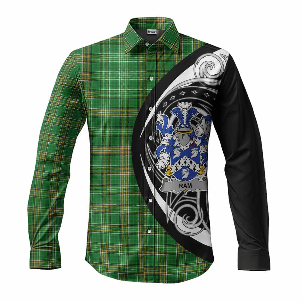 Tartan Vibes Clothing Ram Irish Clan Long Sleeve Button Shirt Celtic Circle Style