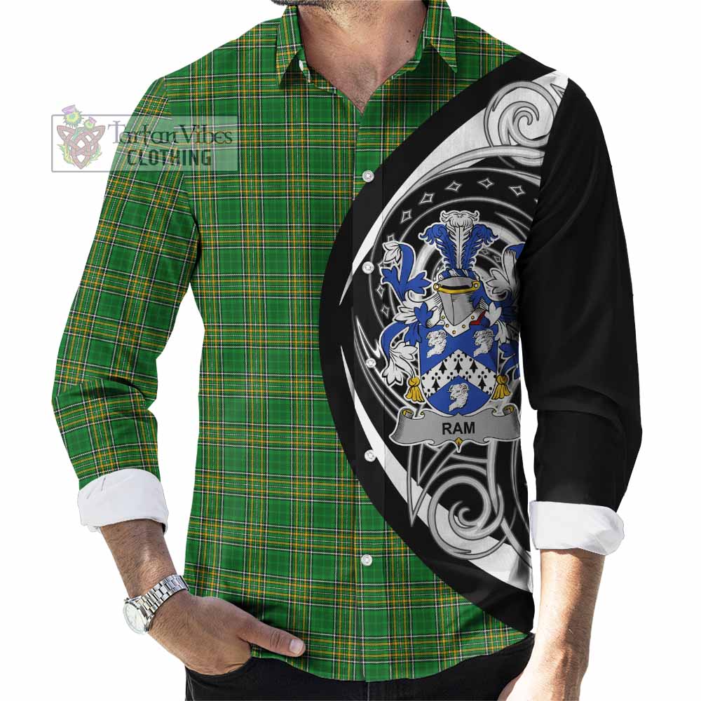 Tartan Vibes Clothing Ram Irish Clan Long Sleeve Button Shirt Celtic Circle Style