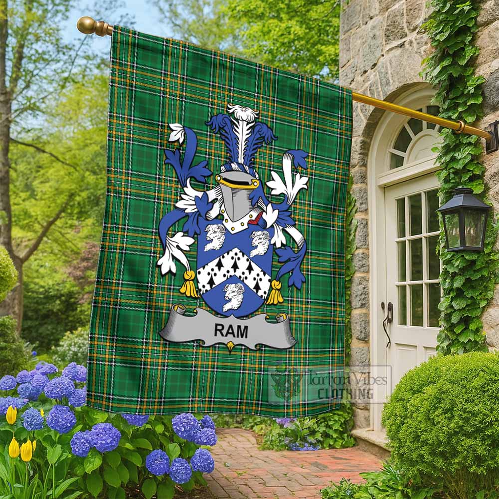 Ram Irish Clan Tartan Flag with Coat of Arms