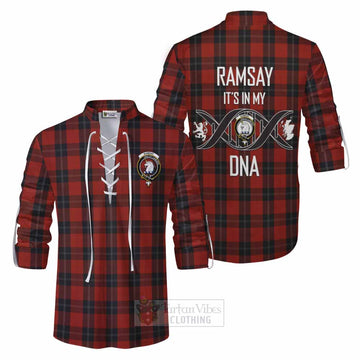 Tartan Vibes Clothing Ramsay Tartan Ghillie Kilt Shirt with Family Crest DNA In Me Style
