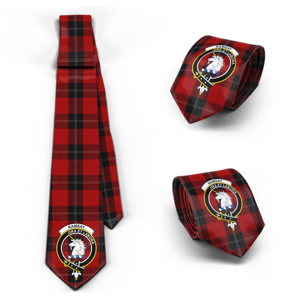 Ramsay Tartan Classic Necktie with Family Crest Necktie One Size - Tartan Vibes Clothing