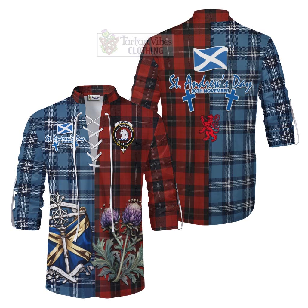 Tartan Vibes Clothing Ramsay Tartan Ghillie Kilt Shirt Happy St. Andrew's Day Half Tartan Style
