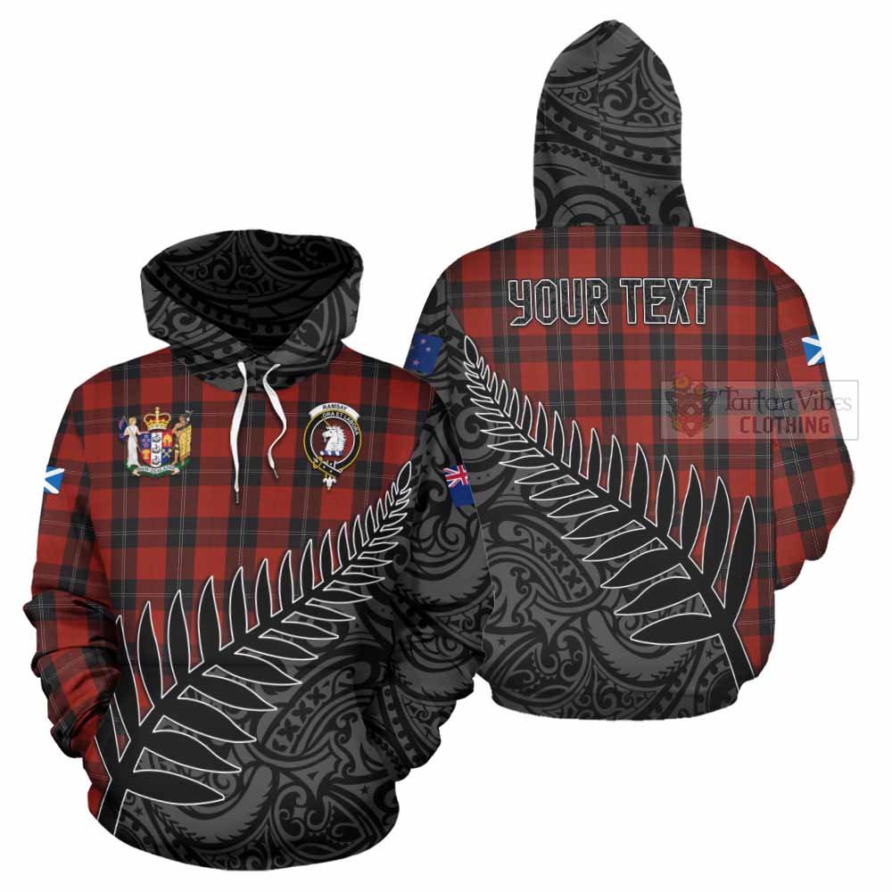 Ramsay Crest Tartan Hoodie with New Zealand Silver Fern Half Style Zip Hoodie - Tartan Vibes Clothing