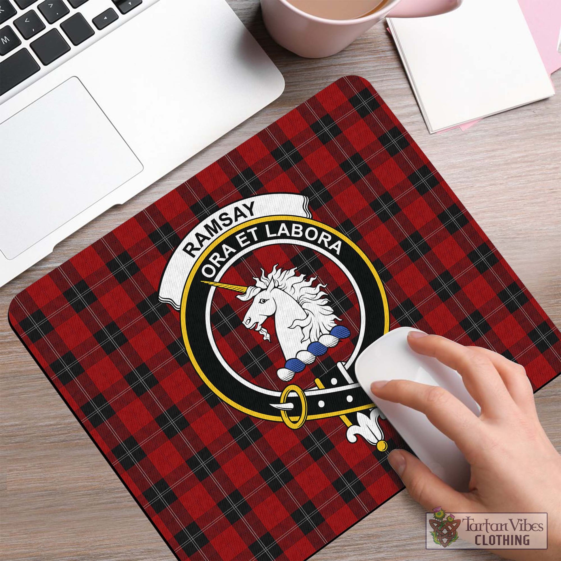 Tartan Vibes Clothing Ramsay Tartan Mouse Pad with Family Crest