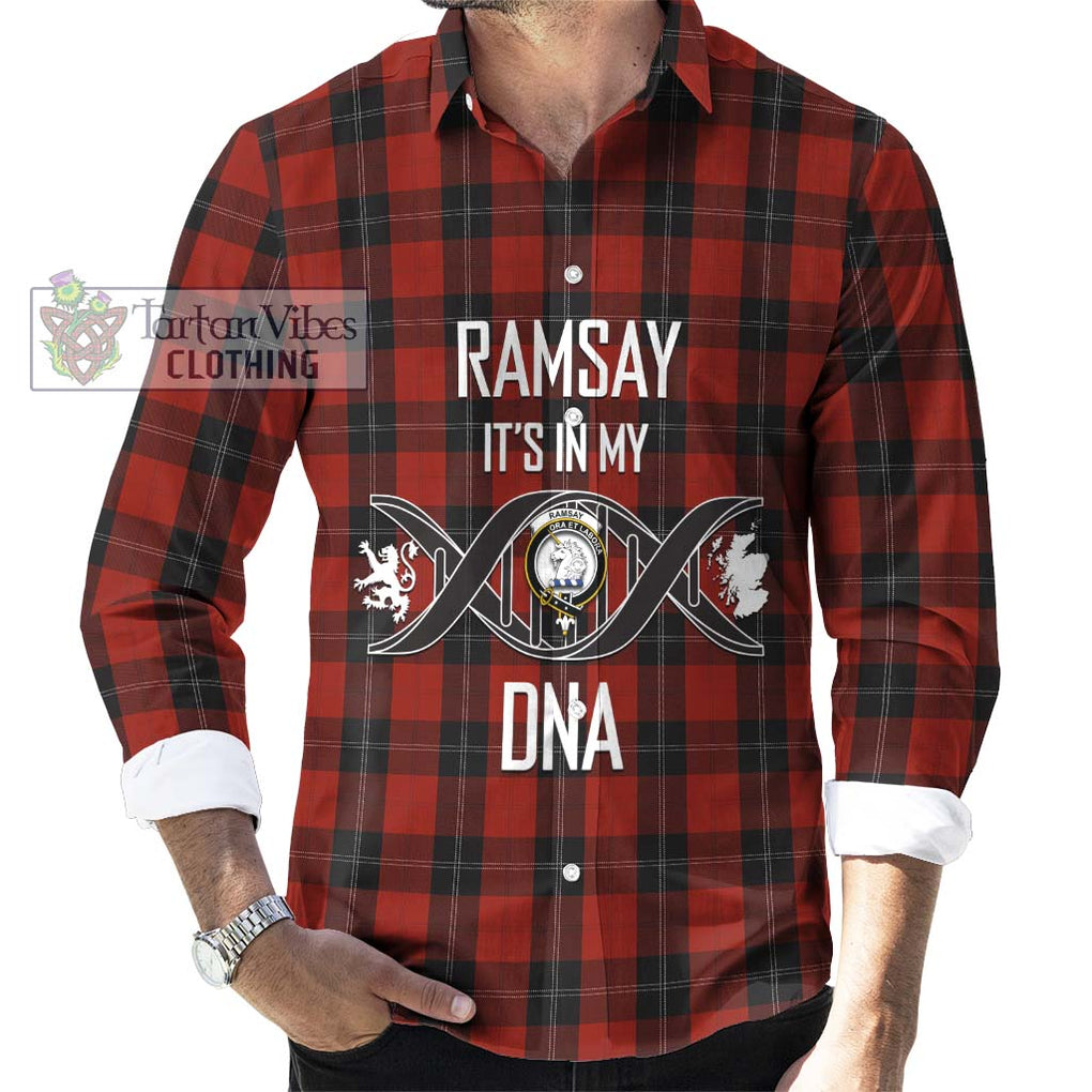 Ramsay Tartan Long Sleeve Button Shirt with Family Crest DNA In Me Style Men's Shirt S - Tartanvibesclothing Shop