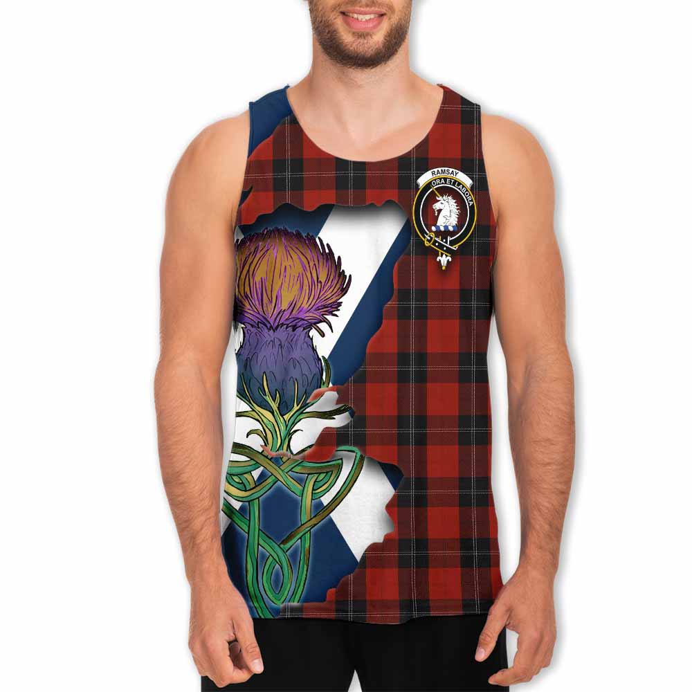Tartan Vibes Clothing Ramsay Tartan Family Crest Men's Tank Top Scottish Thistle Celtic Inspired