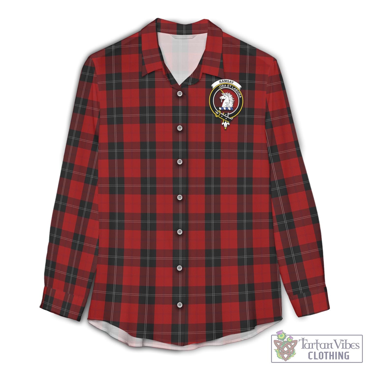 Tartan Vibes Clothing Ramsay Tartan Womens Casual Shirt with Family Crest