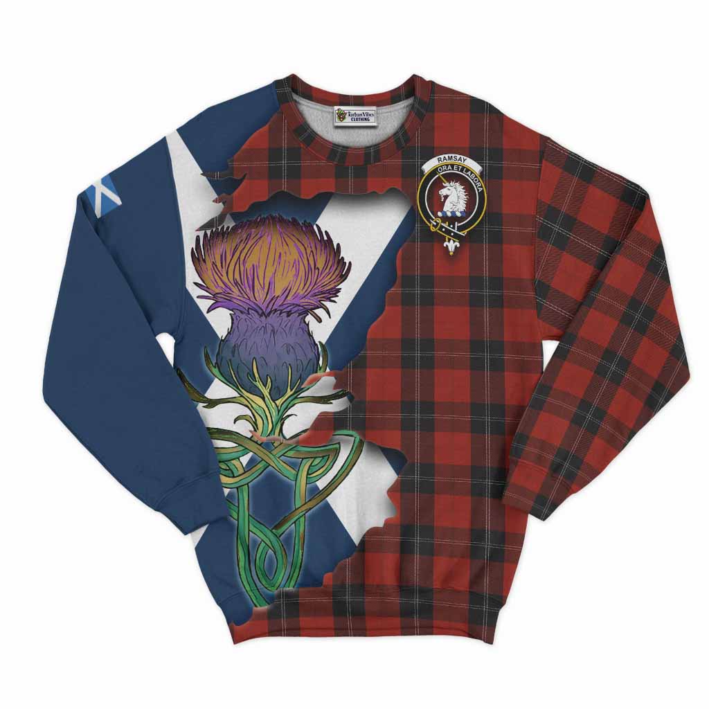 Tartan Vibes Clothing Ramsay Tartan Family Crest Sweatshirt Scottish Thistle Celtic Inspired