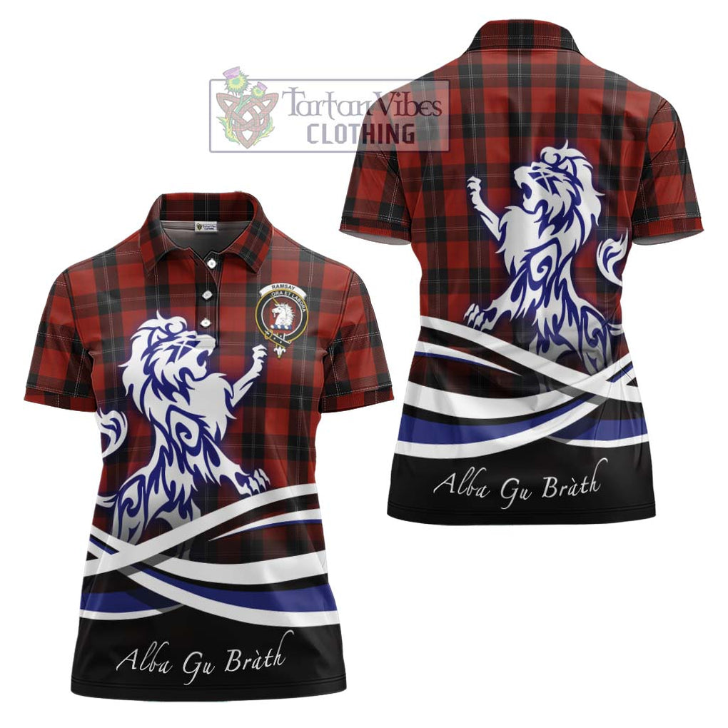 Ramsay Tartan Women's Polo Shirt with Alba Gu Brath Regal Lion Emblem Women - Tartanvibesclothing Shop