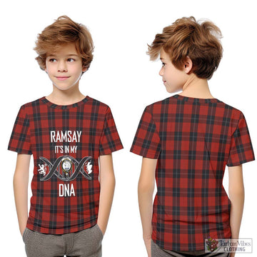 Ramsay Tartan Kid T-Shirt with Family Crest DNA In Me Style Youth XL Size14 - Tartanvibesclothing Shop