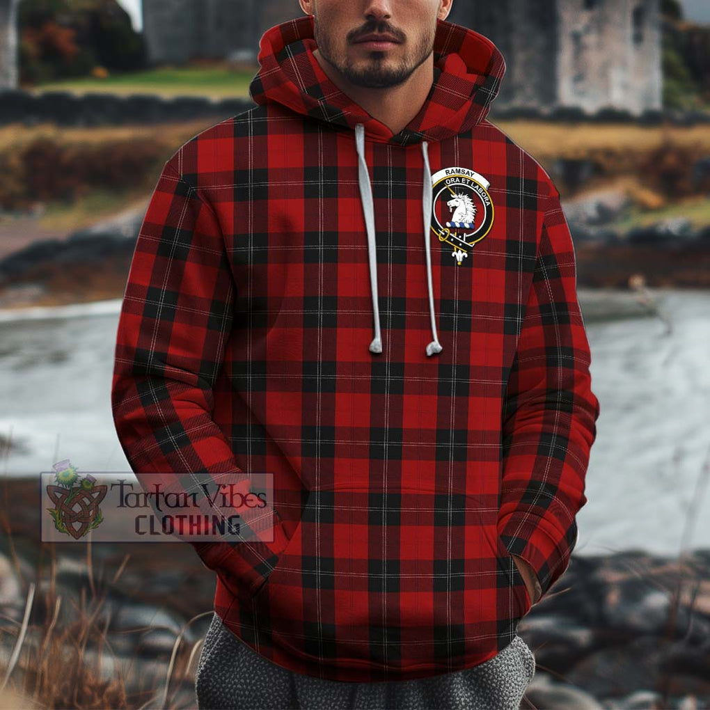Ramsay Tartan Cotton Hoodie with Family Crest Pullover Hoodie XS - Tartan Vibes Clothing