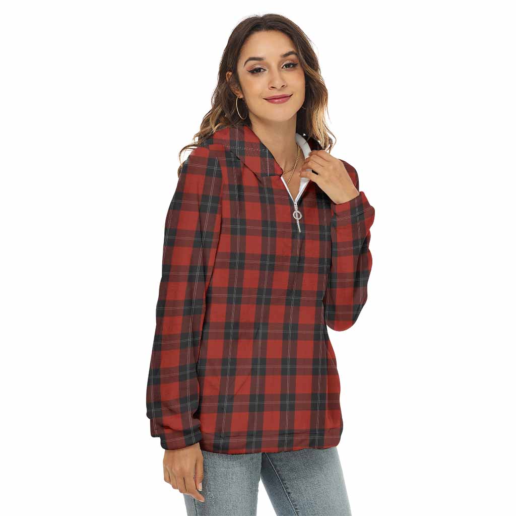 Tartan Vibes Clothing Ramsay Tartan Women's Borg  Half Zip Fleece Hoodie