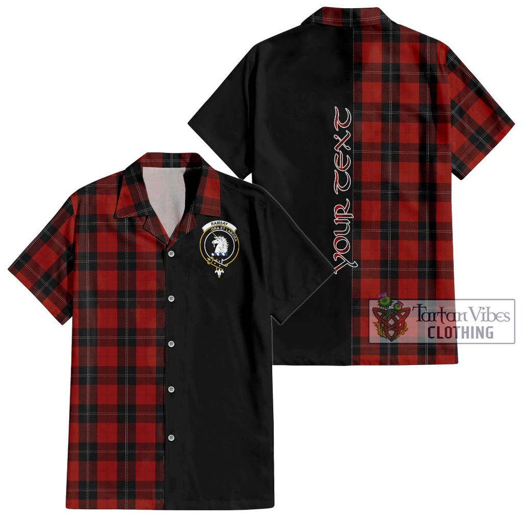 Ramsay Tartan Short Sleeve Button Shirt with Family Crest and Half Of Me Style Kid - Tartanvibesclothing Shop