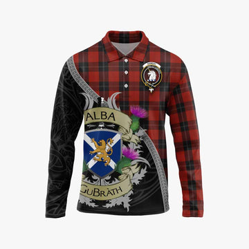 Tartan Vibes Clothing Ramsay Tartan Family Crest Long Sleeve Polo Shirt Lion Rampant Royal Thistle Shield Celtic Inspired