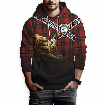 Ramsay Crest Tartan Hoodie with Golden Lion Emblem Celtic Style