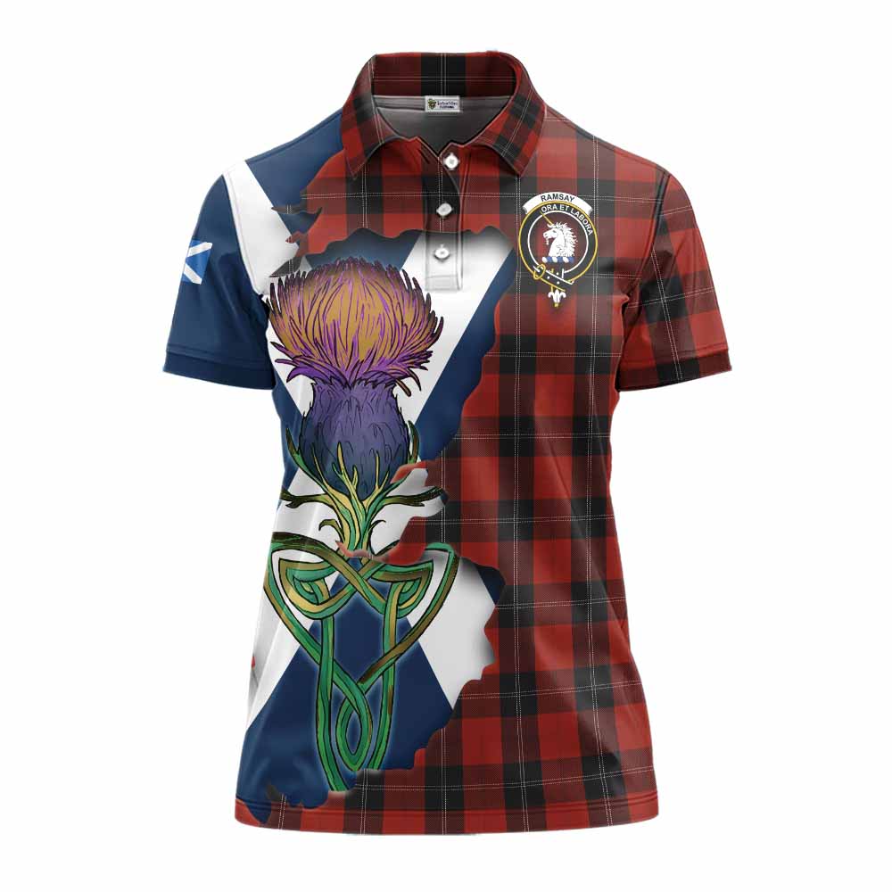 Tartan Vibes Clothing Ramsay Tartan Family Crest Women's Polo Shirt Scottish Thistle Celtic Inspired