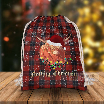 Tartan Vibes Clothing Ramsay Tartan Christmas Santa's Bag with Highland Cow