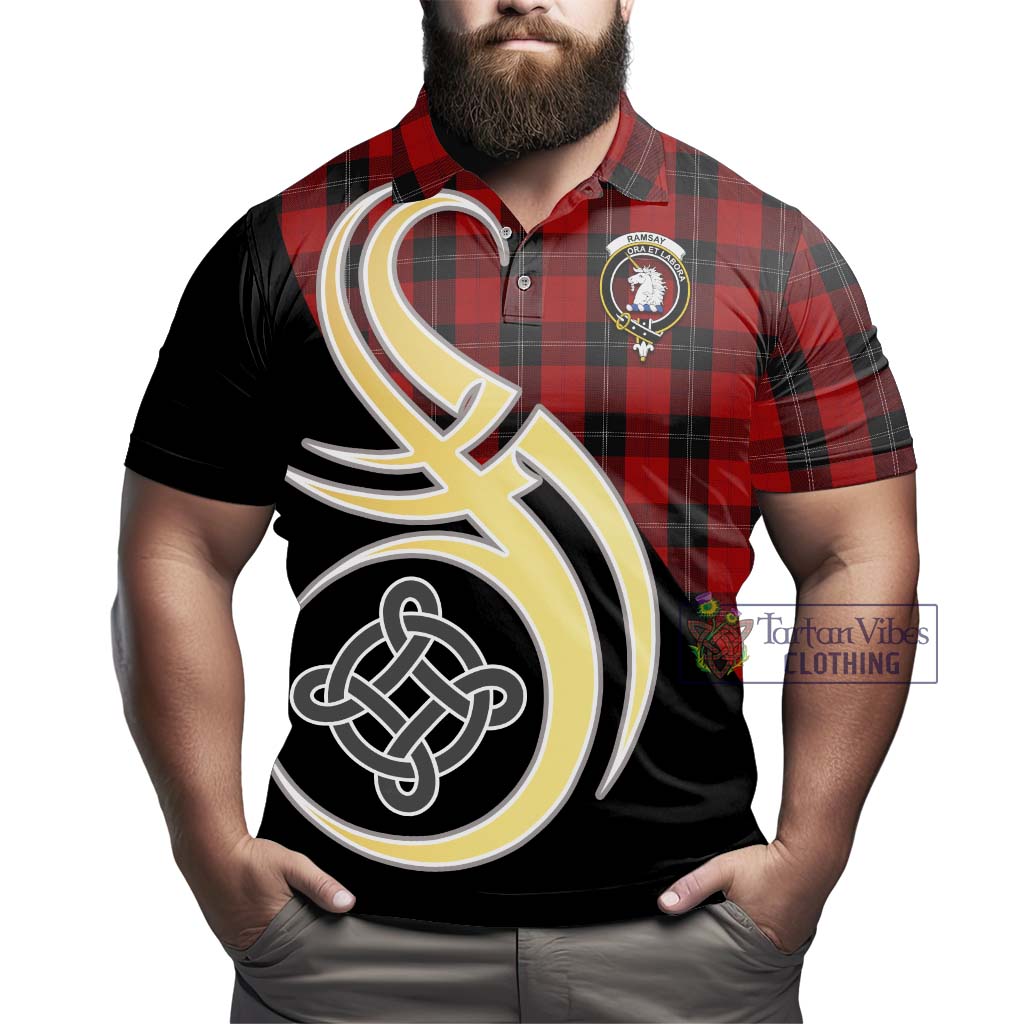 Ramsay Tartan Polo Shirt with Family Crest and Celtic Symbol Style - Tartan Vibes Clothing