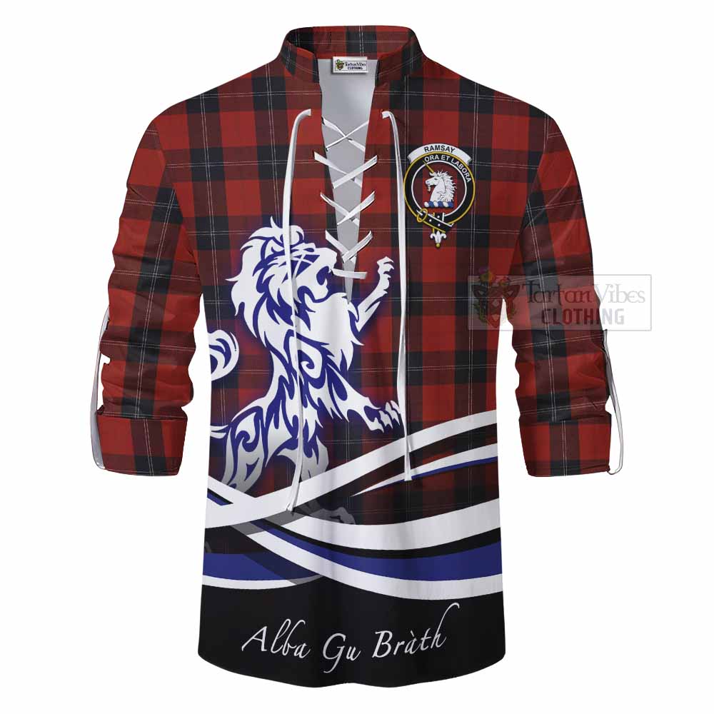 Tartan Vibes Clothing Ramsay Tartan Ghillie Kilt Shirt with Alba Gu Brath Regal Lion Emblem