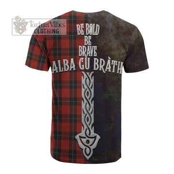Ramsay Tartan Family Crest Cotton T-shirt Alba Gu Brath Be Brave Lion Ancient Style
