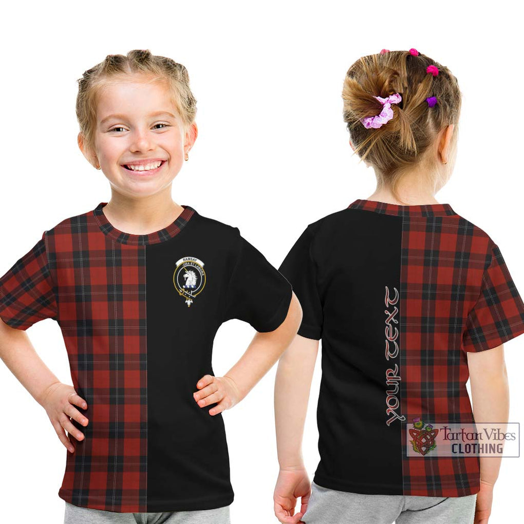 Ramsay Tartan Kid T-Shirt with Family Crest and Half Of Me Style - Tartanvibesclothing Shop