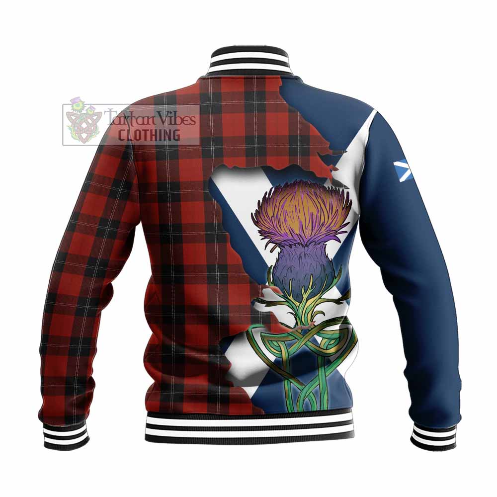 Tartan Vibes Clothing Ramsay Tartan Family Crest Baseball Jacket Scottish Thistle Celtic Inspired