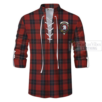 Tartan Vibes Clothing Ramsay Tartan Ghillie Kilt Shirt with Family Crest Celtic Skull Style