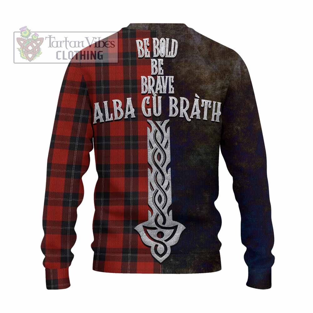 Tartan Vibes Clothing Ramsay Tartan Family Crest Knitted Sweater Alba Gu Brath Be Brave Lion Ancient Style