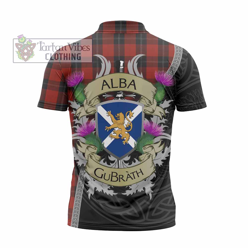 Tartan Vibes Clothing Ramsay Tartan Family Crest Zipper Polo Shirt Lion Rampant Royal Thistle Shield Celtic Inspired