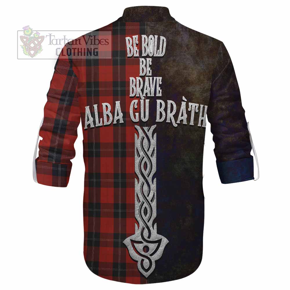 Tartan Vibes Clothing Ramsay Tartan Family Crest Ghillie Kilt Shirt Alba Gu Brath Be Brave Lion Ancient Style