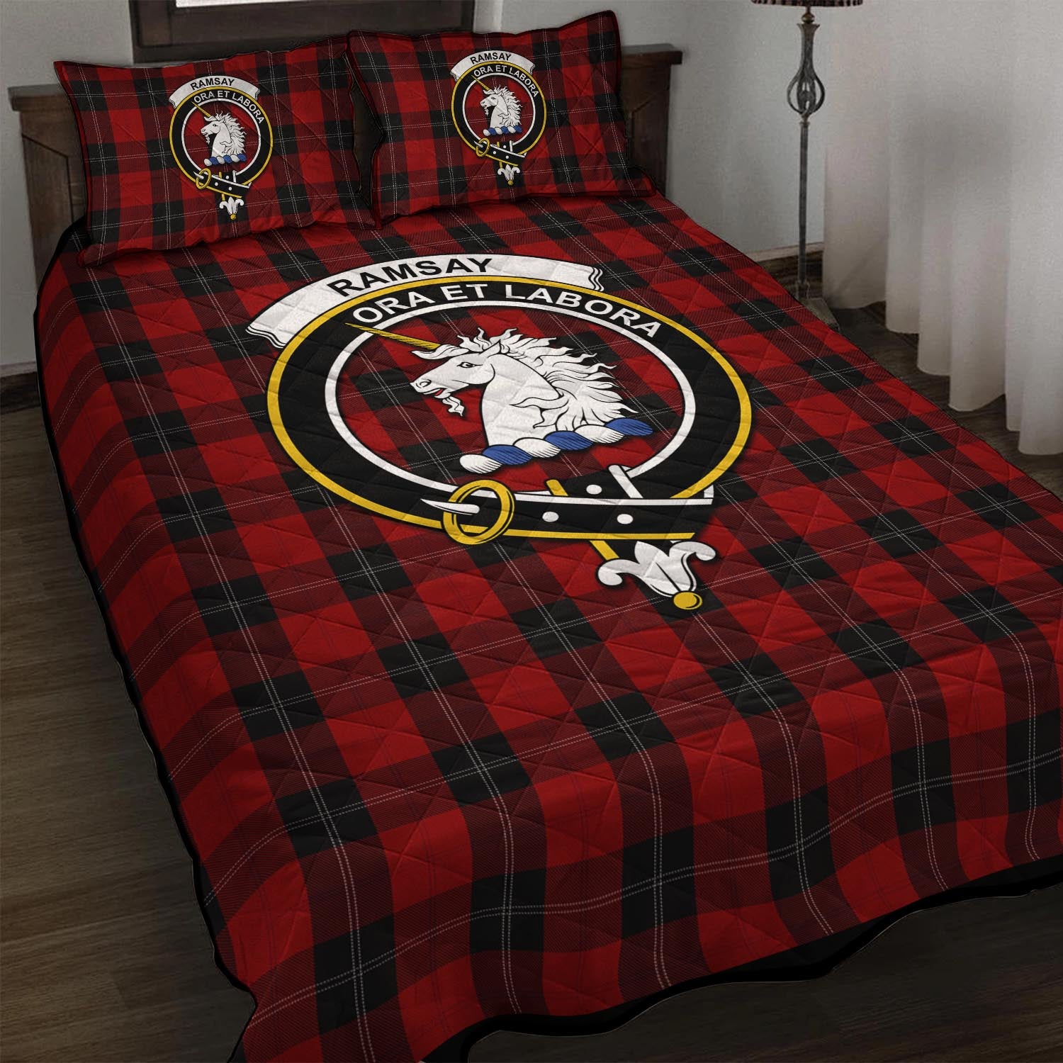 Ramsay Tartan Quilt Bed Set with Family Crest - Tartan Vibes Clothing