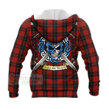 Ramsay Tartan Knitted Hoodie with Family Crest Celtic Skull Style