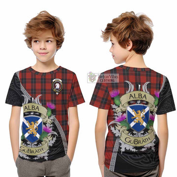 Tartan Vibes Clothing Ramsay Tartan Family Crest Kid T-Shirt Lion Rampant Royal Thistle Shield Celtic Inspired