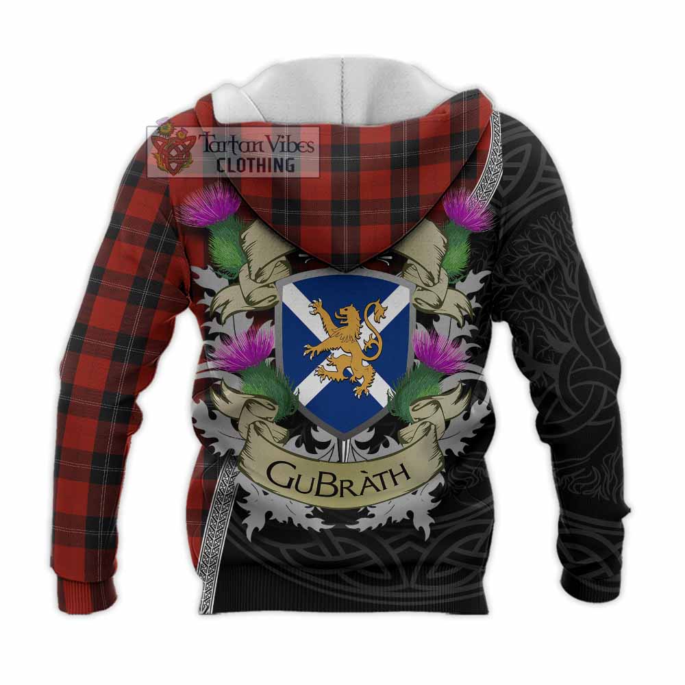 Tartan Vibes Clothing Ramsay Tartan Family Crest Knitted Hoodie Lion Rampant Royal Thistle Shield Celtic Inspired