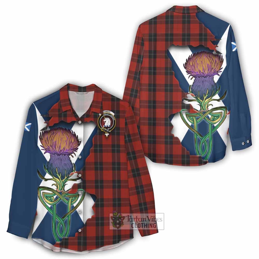 Tartan Vibes Clothing Ramsay Tartan Family Crest Women's Casual Shirt Scottish Thistle Celtic Inspired