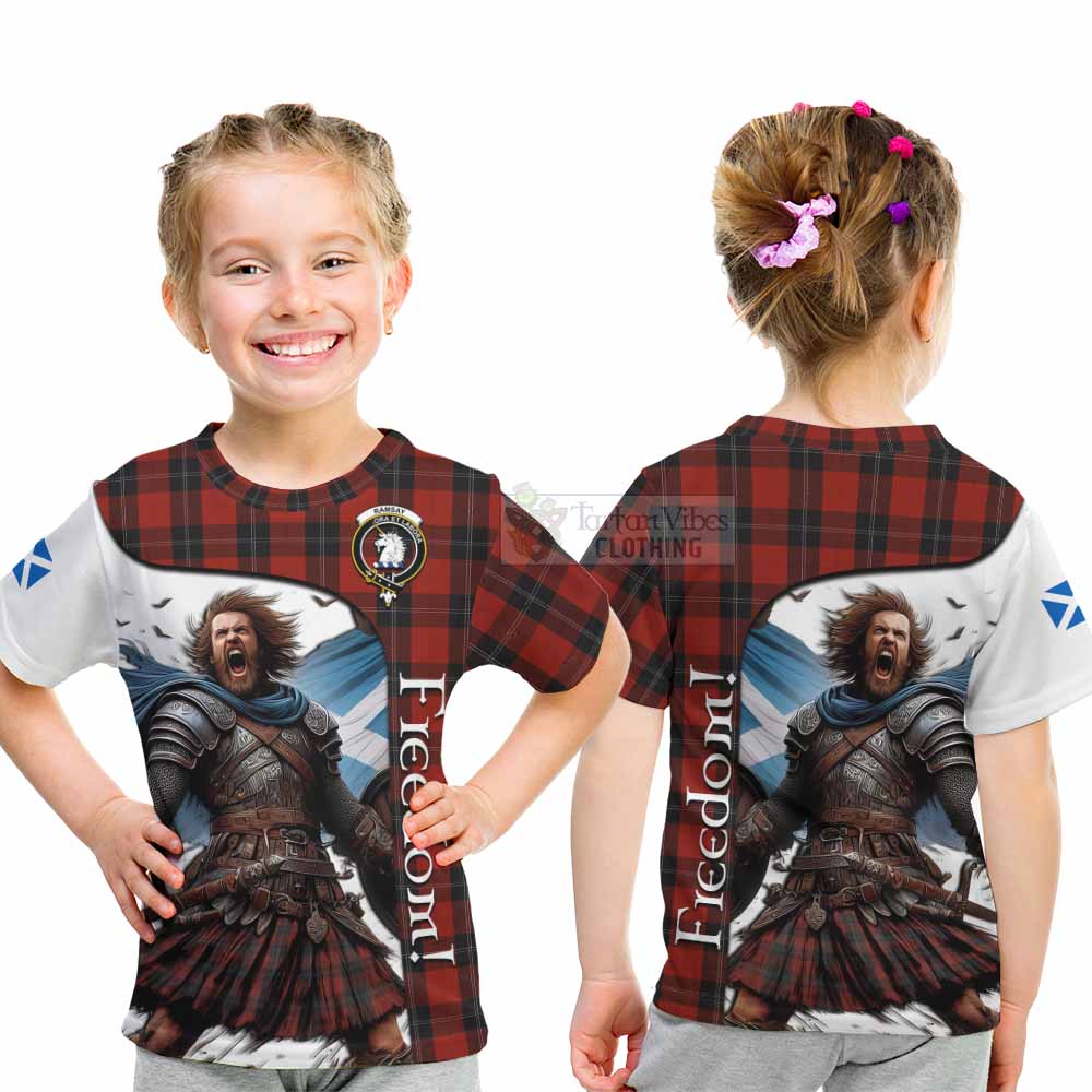 Tartan Vibes Clothing Ramsay Crest Tartan Kid T-Shirt Inspired by the Freedom of Scottish Warrior