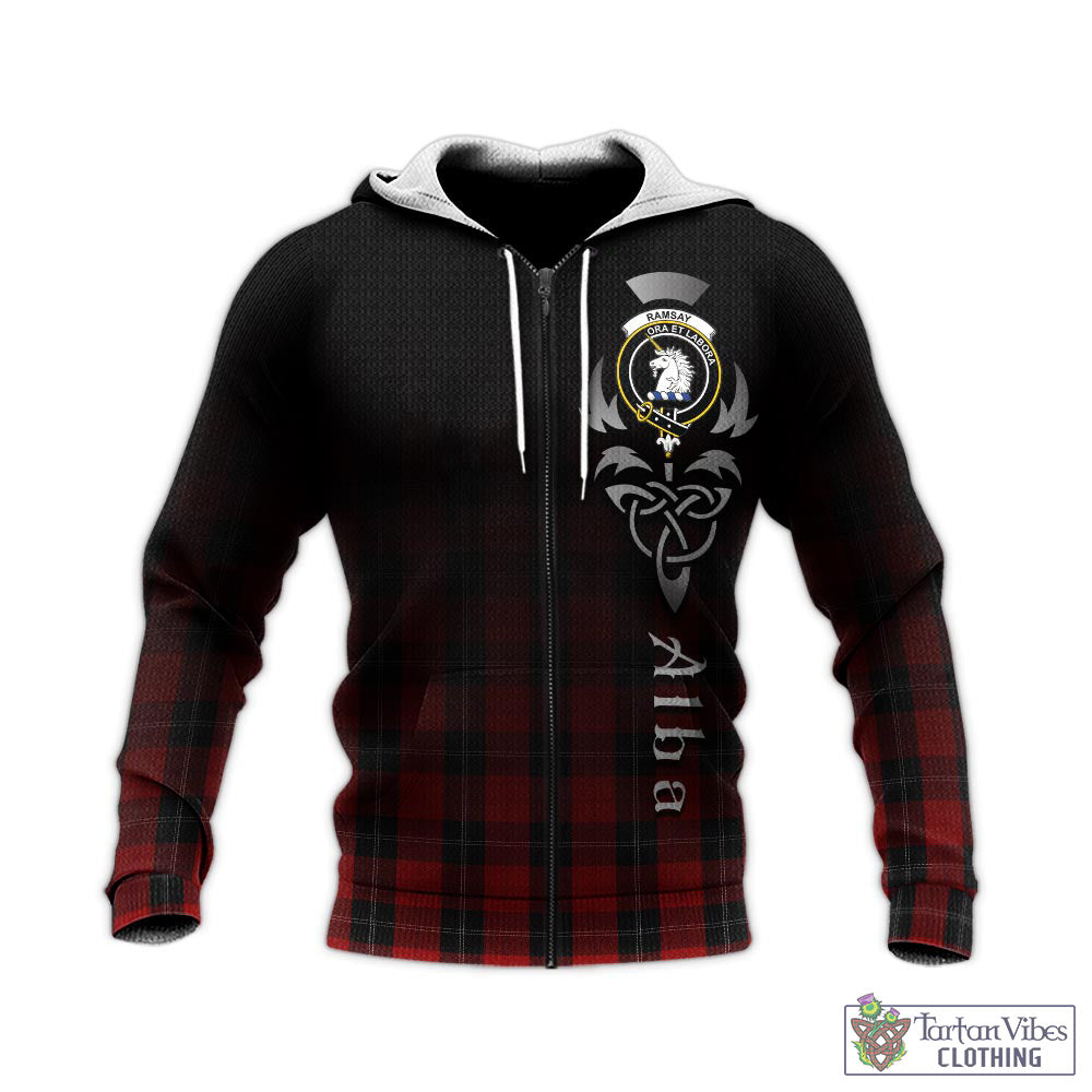 Tartan Vibes Clothing Ramsay Tartan Knitted Hoodie Featuring Alba Gu Brath Family Crest Celtic Inspired