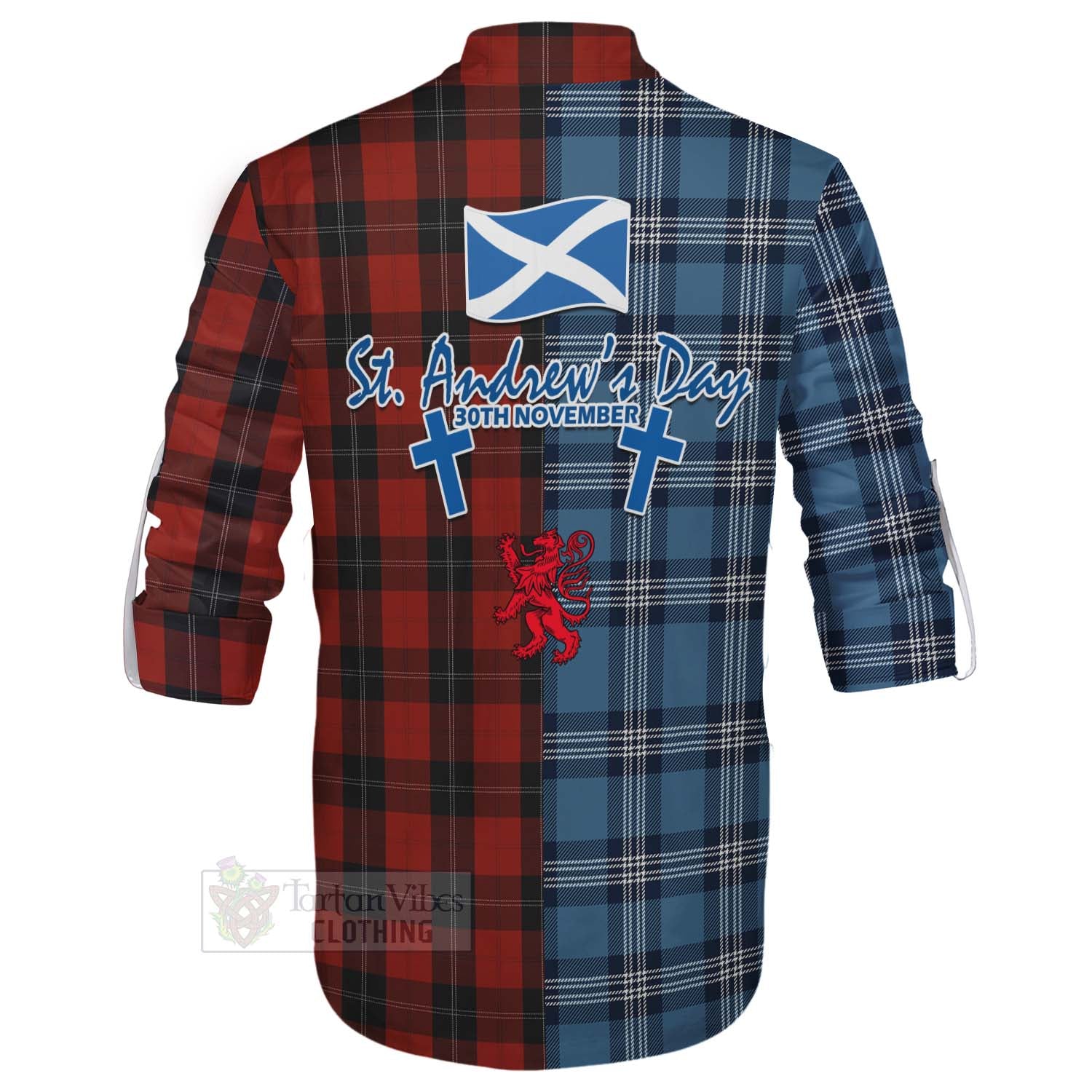 Tartan Vibes Clothing Ramsay Tartan Ghillie Kilt Shirt Happy St. Andrew's Day Half Tartan Style