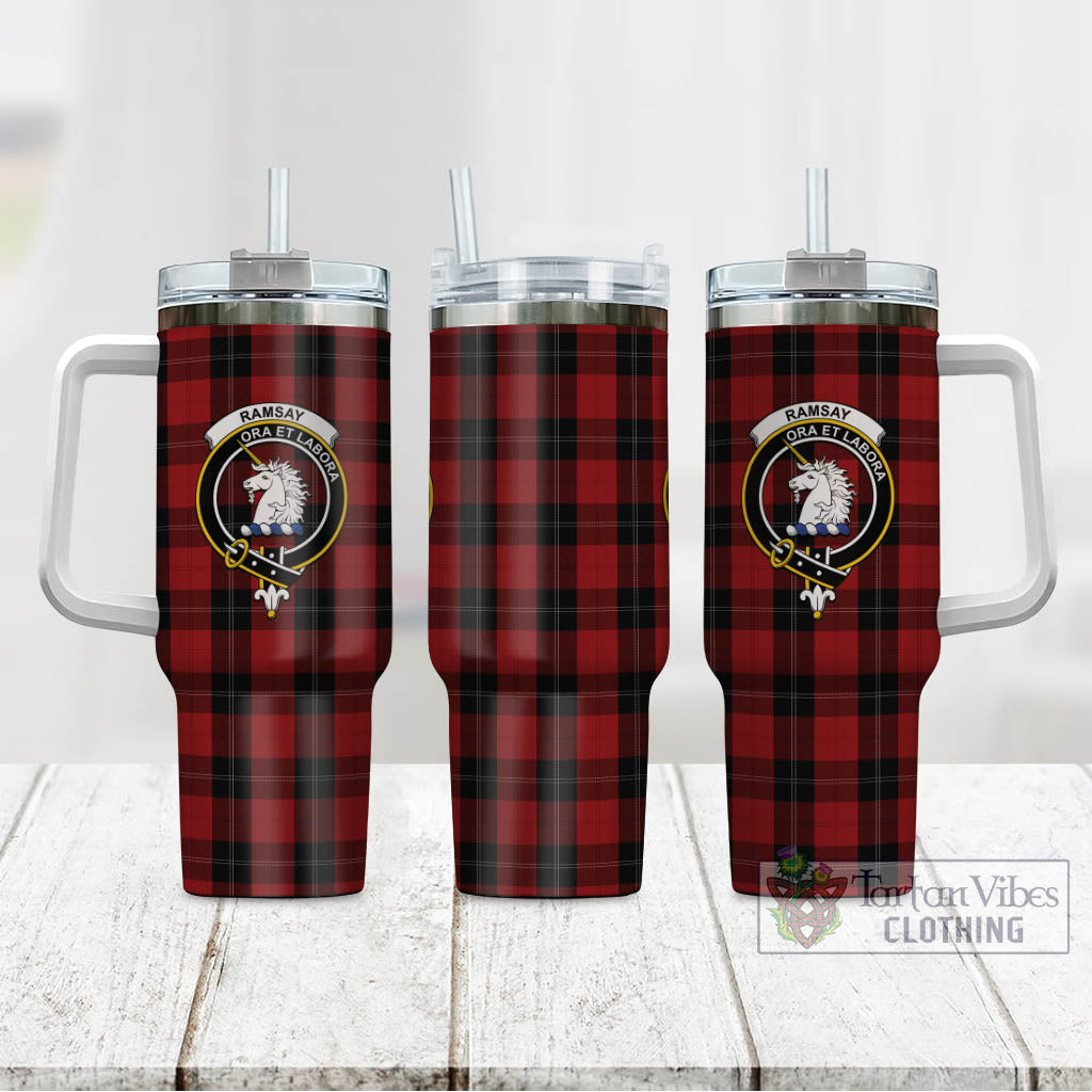 Tartan Vibes Clothing Ramsay Tartan and Family Crest Tumbler with Handle