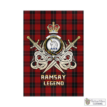 Ramsay Tartan Garden Flag with Clan Crest and the Golden Sword of Courageous Legacy