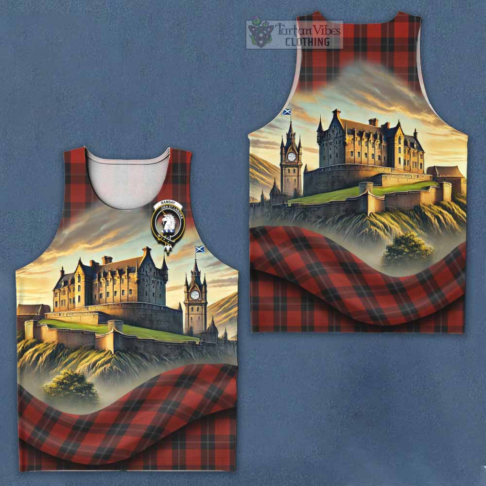 Tartan Vibes Clothing Ramsay Tartan Family Crest Men's Tank Top with Scottish Ancient Castle Style
