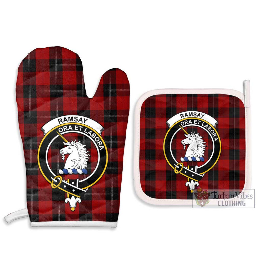 Ramsay Tartan Combo Oven Mitt & Pot-Holder with Family Crest Combo 1 Oven Mitt & 2 Pot-Holder White - Tartan Vibes Clothing