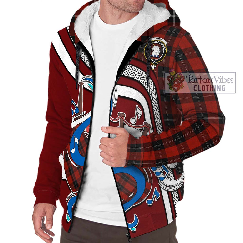 Ramsay Tartan Sherpa Hoodie with Epic Bagpipe Style Unisex - Tartanvibesclothing Shop