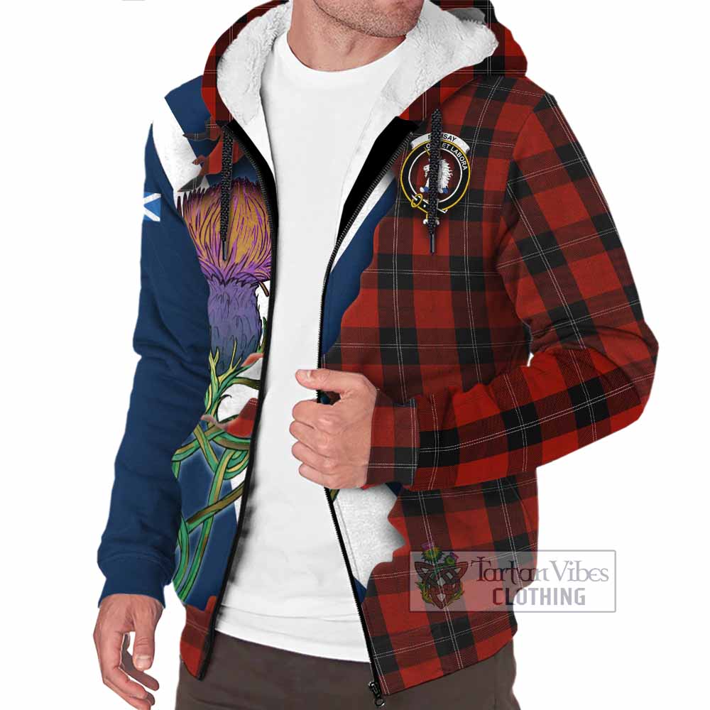Tartan Vibes Clothing Ramsay Tartan Family Crest Sherpa Hoodie Scottish Thistle Celtic Inspired
