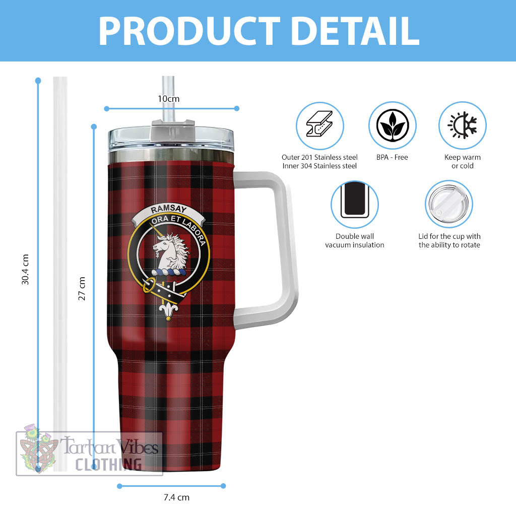 Tartan Vibes Clothing Ramsay Tartan and Family Crest Tumbler with Handle