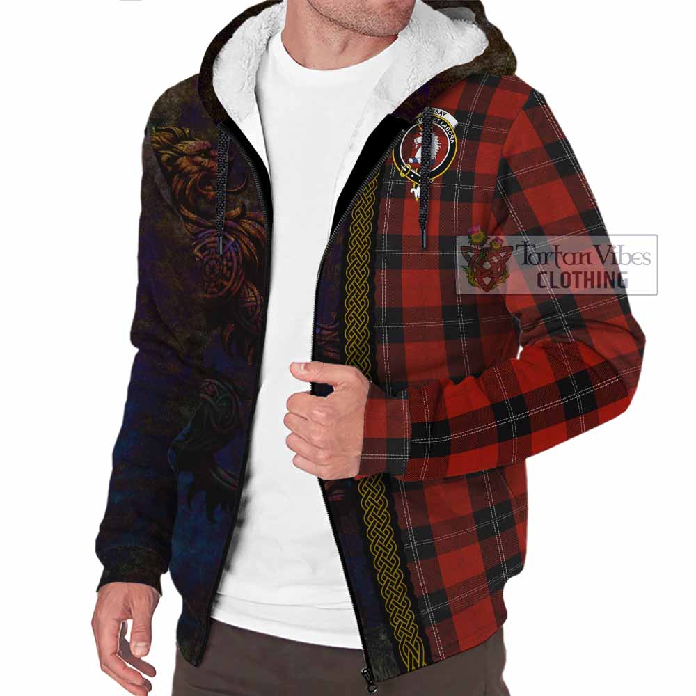 Tartan Vibes Clothing Ramsay Tartan Family Crest Sherpa Hoodie Alba Gu Brath Be Brave Lion Ancient Style