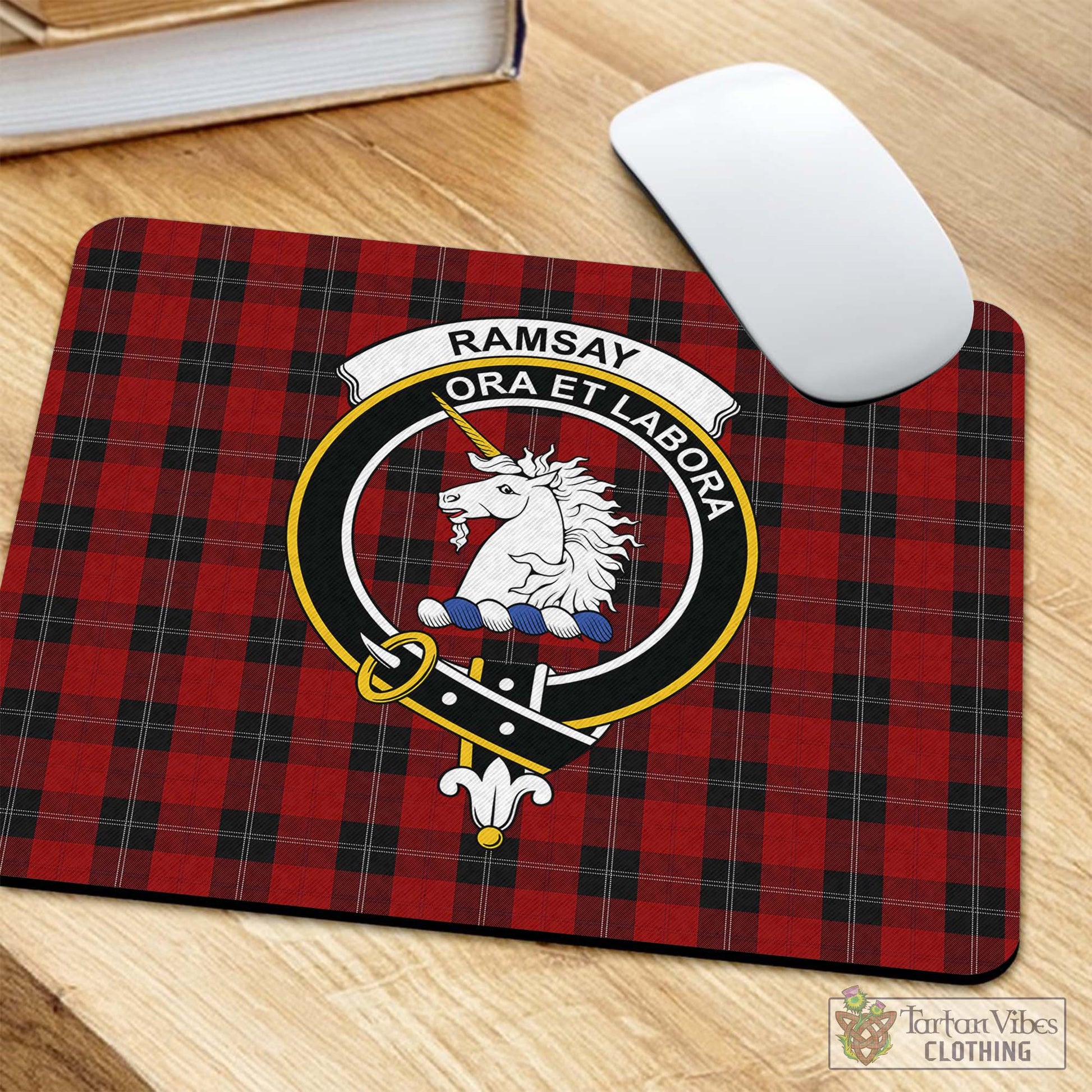 Tartan Vibes Clothing Ramsay Tartan Mouse Pad with Family Crest