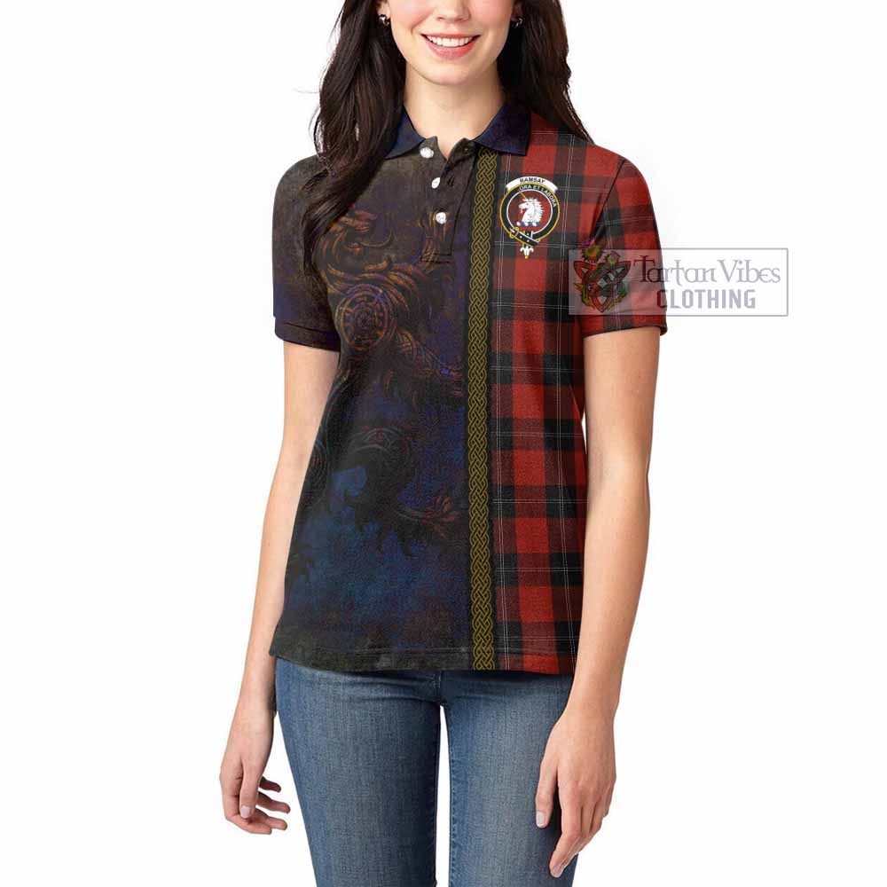 Tartan Vibes Clothing Ramsay Tartan Family Crest Women's Polo Shirt Alba Gu Brath Be Brave Lion Ancient Style