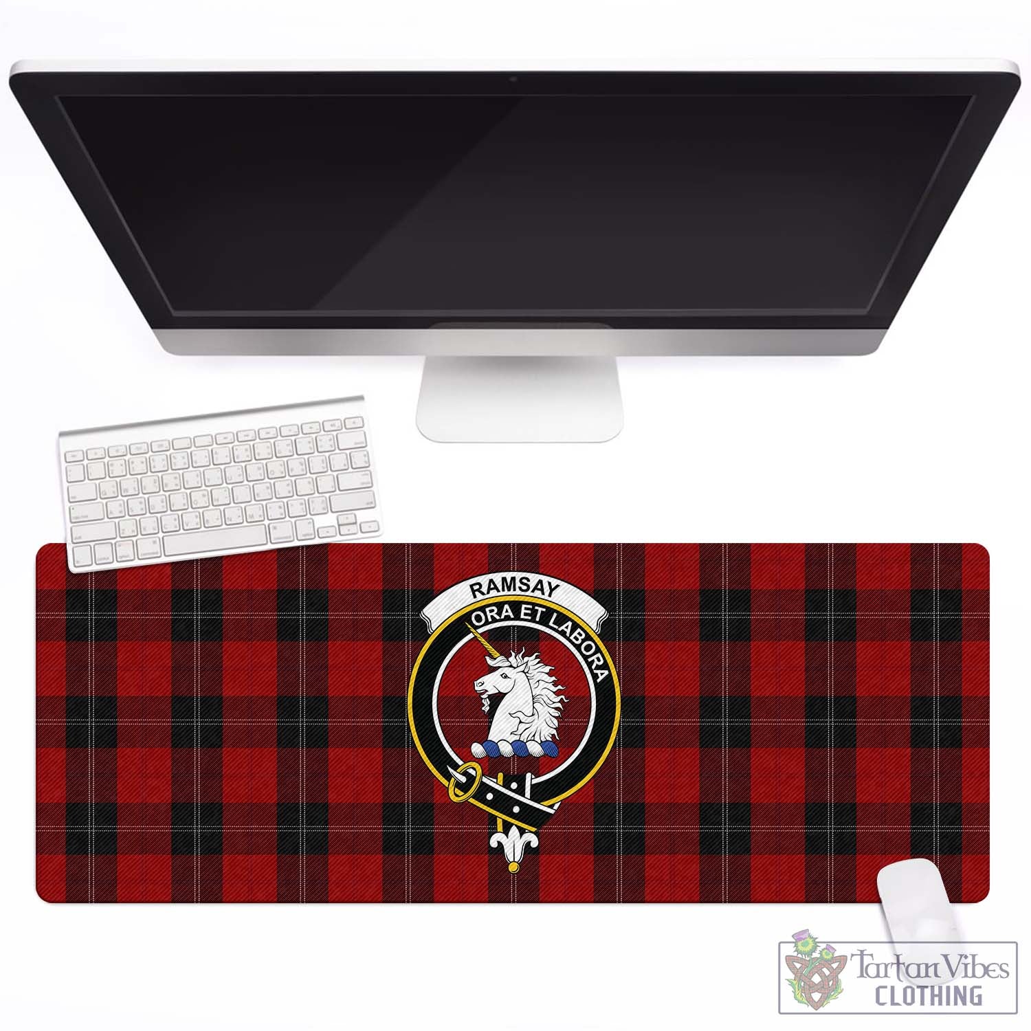 Tartan Vibes Clothing Ramsay Tartan Mouse Pad with Family Crest