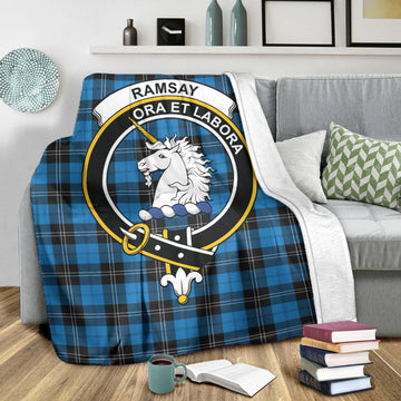 Ramsay Blue Ancient Tartan Blanket with Family Crest